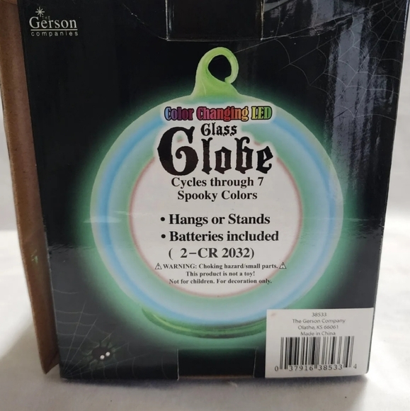 Gerson SPOOKY HALLOWEEN LED Glass Globe 7 Changing Colors GHOST HOUSE EUC W Box - Picture 6 of 11